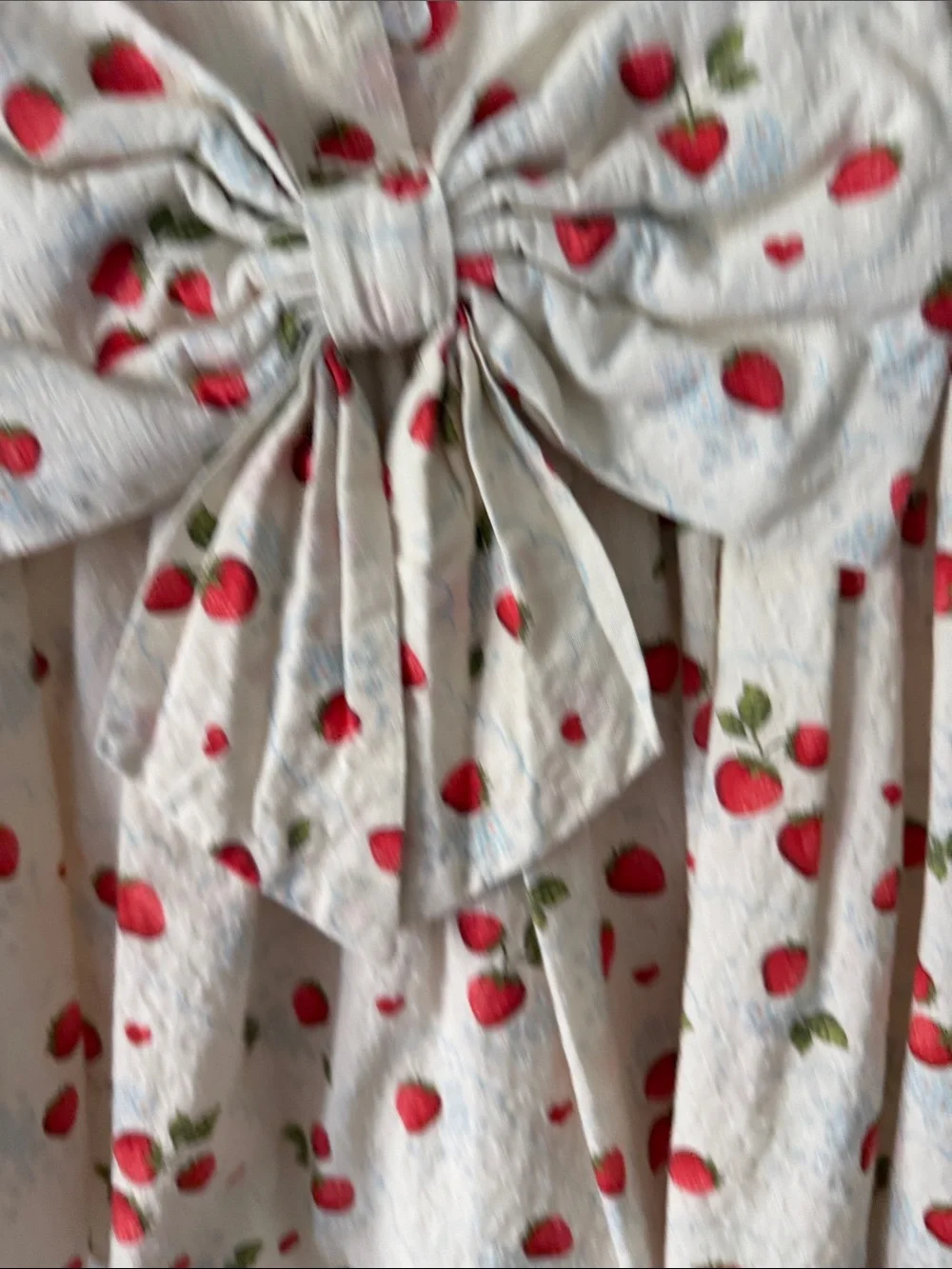 Konges Slojd Girls Cream Strawberry Print Ruffle Dress with Bow in the Back 2Y